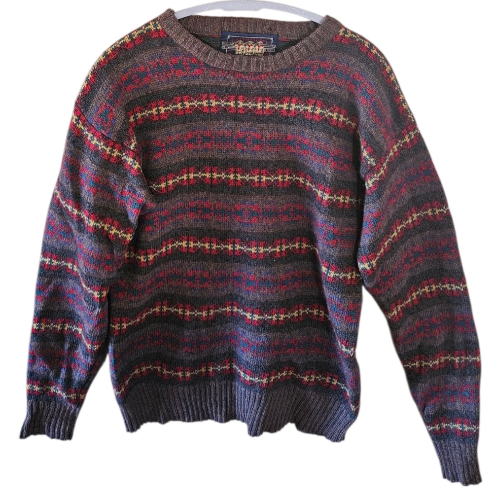 Chaps By Ralph Lauren Vintage 90s Men's Red and Gray Sweater Wool CL0036